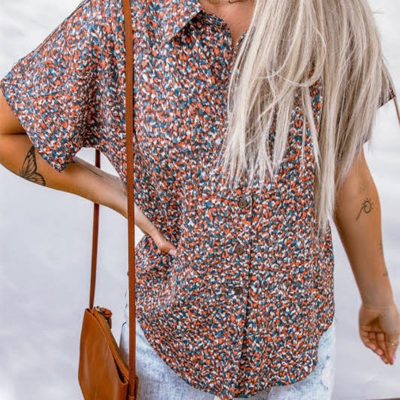 EUC Rachel Zoe Floral Button Down Blouse - Picture 3 of 14